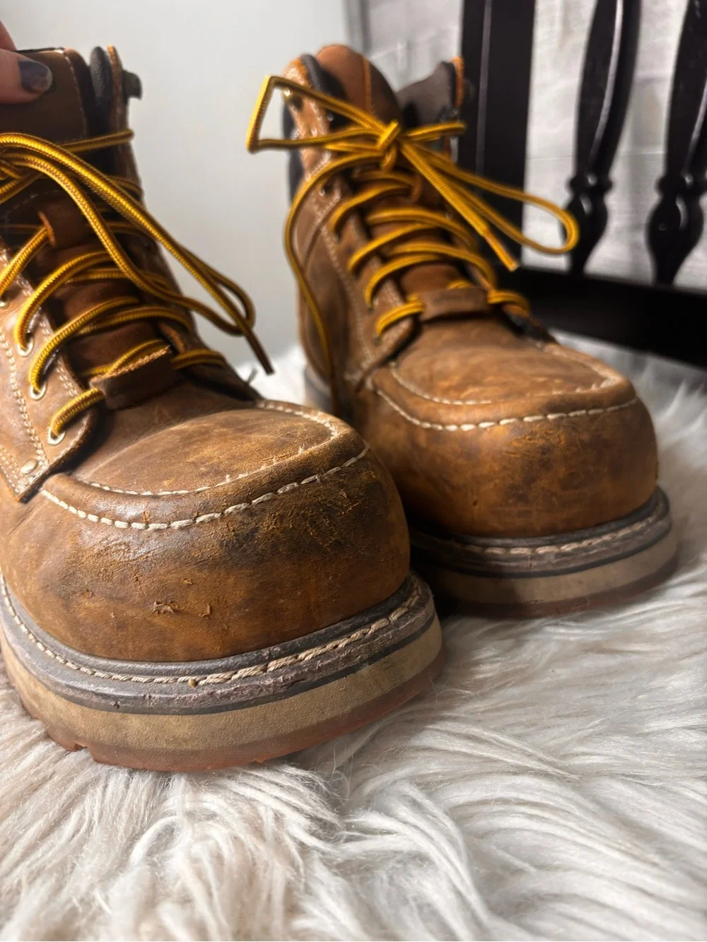 Keen Utility Cincinatti US 8.5 Brown Leather Men's Work Boots with Yellow Laces